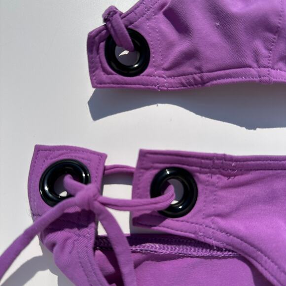 Eres Bikini Set Tie Triangle Top & Hipster Bottoms 38 FR US 6 EUC Purple Orchid - Picture 3 of 10